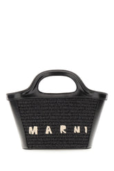 Borsa a mano Tropicalia micro nera in pelle e raffia -  | Wise