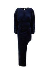 Navy blue velvet dress -  | Wise