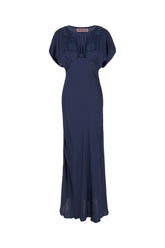Blue stretch viscose long dress -  | Wise