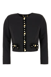 Black stretch polyester blazer -  | Wise