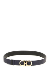 Navy blue leather reversible belt -  | Wise