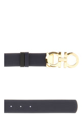 Navy blue leather reversible belt -  | Wise
