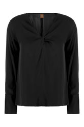 Black stretch silk blouse -  | Wise