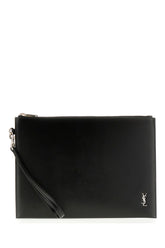 Black leather Tiny Cassandre I-Pad holder -  | Wise