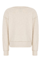 Melange ivory cotton blend oversize sweatshirt -  | Wise