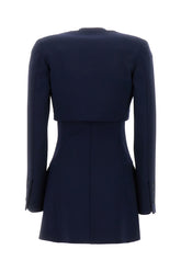 Navy blue stretch wool blend blazer -  | Wise
