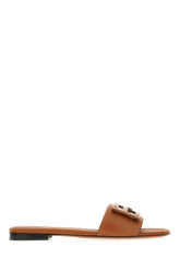 Cognac leather slippers -  | Wise
