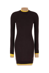 Aubergine wool blend dress -  | Wise