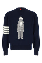 Navy blue wool cardigan -  | Wise