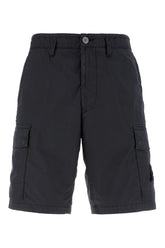 Midnight blue stretch cotton bermuda shorts -  | Wise