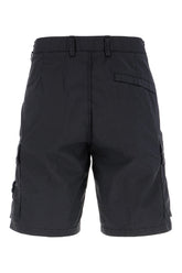 Midnight blue stretch cotton bermuda shorts -  | Wise