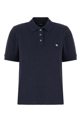 Navy blue cotton blend polo shirt -  | Wise