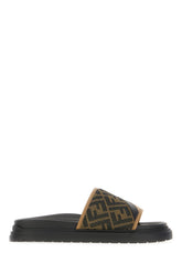 Embroidered canvas and leather Fendi Diagonal slippers -  | Wise