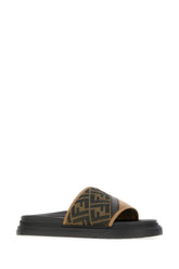 Embroidered canvas and leather Fendi Diagonal slippers -  | Wise