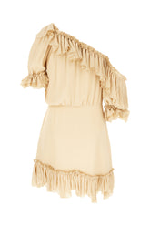 Beige silk one-shoulder dress -  | Wise