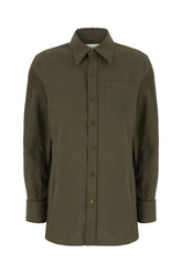 Dark green cotton and linen shirt -  | Wise