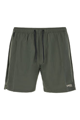 Dark green stretch polyester swimming shorts -  | Wise