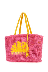 Fuchsia straw shopping bag -  | Wise