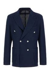 Navy blue cotton blazer -  | Wise