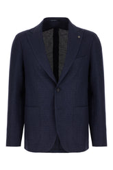 Navy blue wool blend blazer -  | Wise