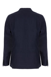 Navy blue wool blend blazer -  | Wise