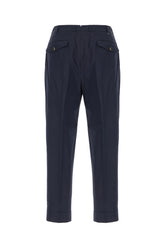 Navy blue stretch cotton pants -  | Wise