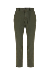 Dark green stretch cotton pants -  | Wise