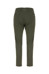 Dark green stretch cotton pants -  | Wise
