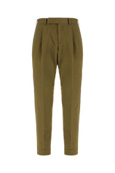 Military green cotton blend pants -  | Wise