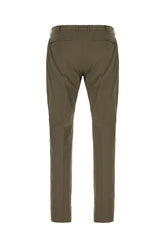 Olive green stretch cotton blend pants -  | Wise