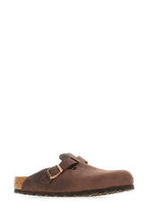 Chocolate leather Boston slippers -  | Wise