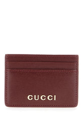 Burgundy leather card holder -  | Wise