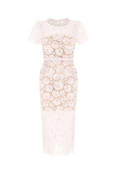 Abito chemisier in pizzo rosa pastello -  | Wise