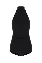 Black stretch viscose blend bodysuit -  | Wise