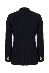 Navy blue cotton blend blazer -  | Wise