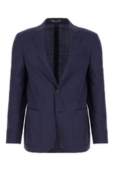 Navy blue wool blend blazer -  | Wise