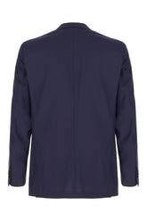 Navy blue wool blend blazer -  | Wise