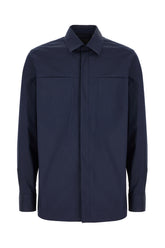 Navy blue stretch cotton blend shirt -  | Wise