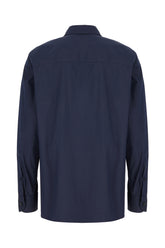 Navy blue stretch cotton blend shirt -  | Wise