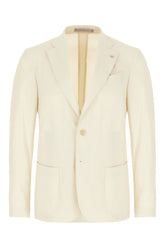 Cream stretch cotton blend blazer -  | Wise