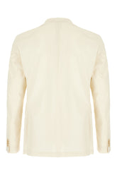 Cream stretch cotton blend blazer -  | Wise