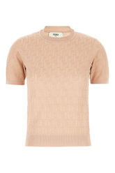 Powder pink stretch cotton blend t-shirt -  | Wise