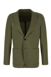 Olive green stretch cotton blazer -  | Wise