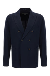 Navy blue stretch cotton blazer -  | Wise