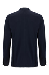 Navy blue stretch cotton blazer -  | Wise