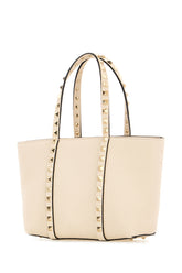 Sand leather small Rockstud shopping bag -  | Wise