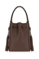 Chocolate leather VLogo Signature bucket bag -  | Wise