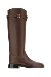 Chocolate leather VLogo Signature boots -  | Wise