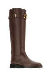 Chocolate leather VLogo Signature boots -  | Wise
