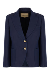 Navy blue wool blend blazer -  | Wise